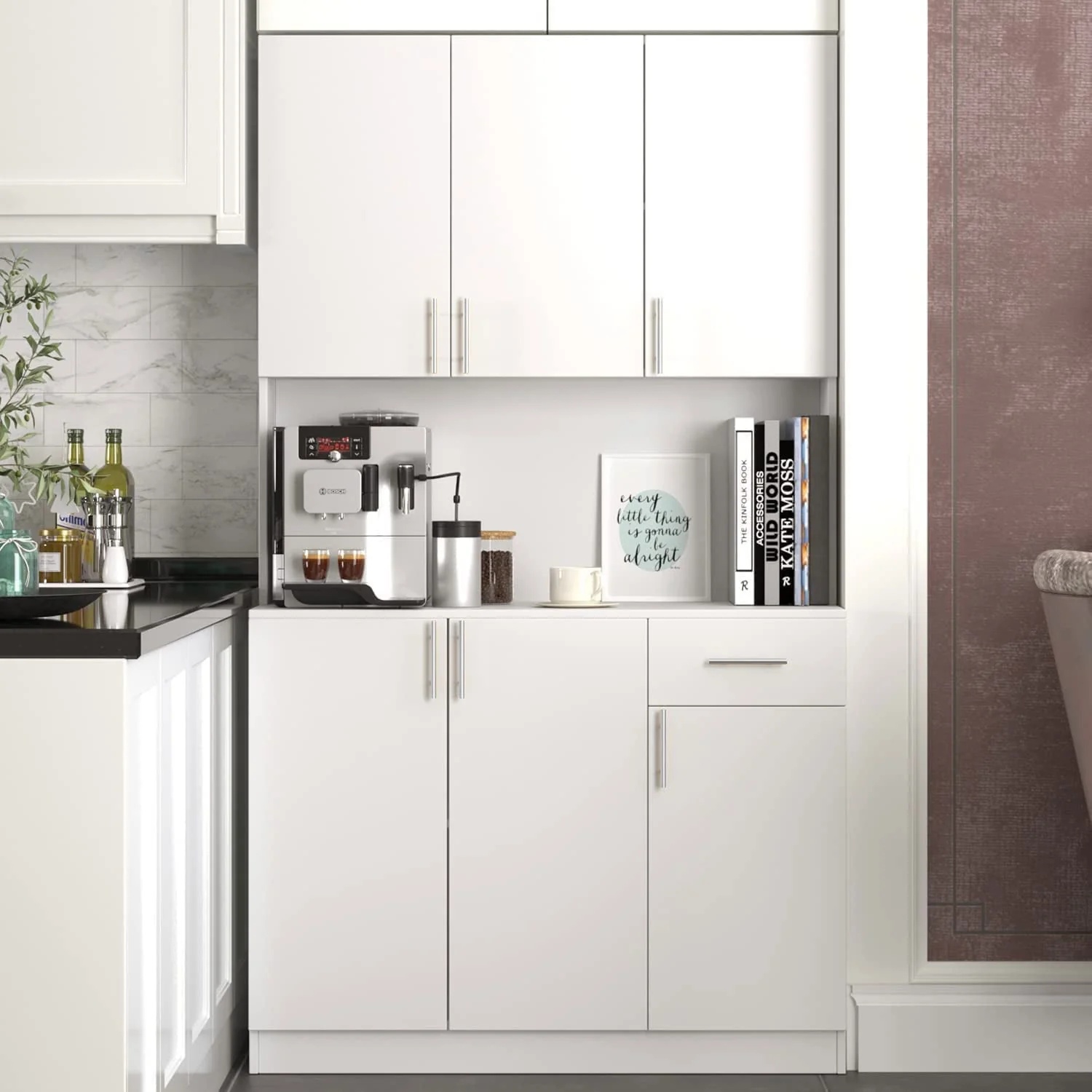 Catrimown 72'' Kitchen Pantry Cabinets,Pantry Storage Cabinet with Microwave Stand, Tall Freestanding Cupboard, White - Image 7