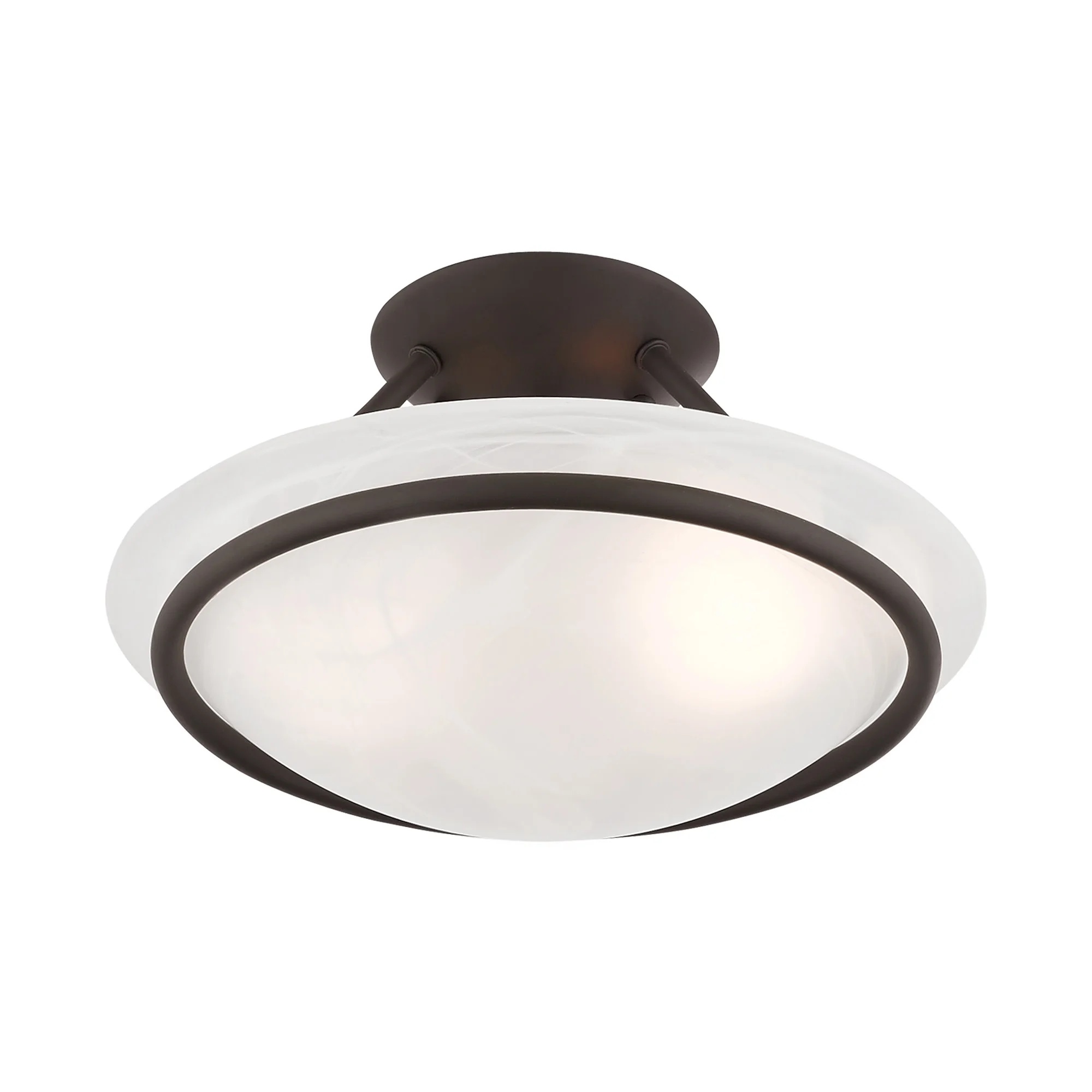 Livex Lighting Newburgh Black/White Stainless Steel/Alabaster Glass Ceiling Mount - Image 8