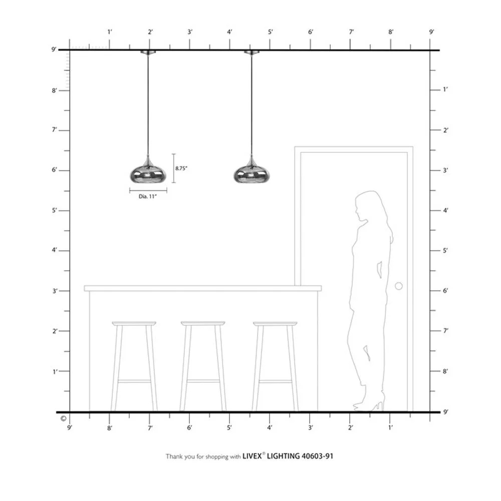 Livex Lighting 11" 1-Light Smoke Glass & Metal Single Pendant in Brushed Nickel - Image 10