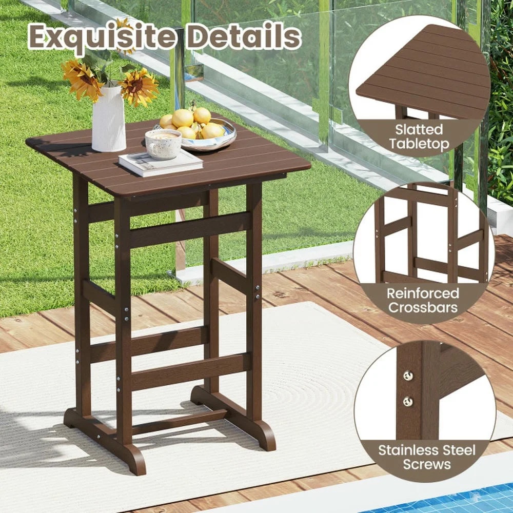 GVN Outdoor Eating Tables,Patio Table,30 Inch Square Bar Table Dining Table with Slatted Tabletop for Poolside-Navy - Image 20