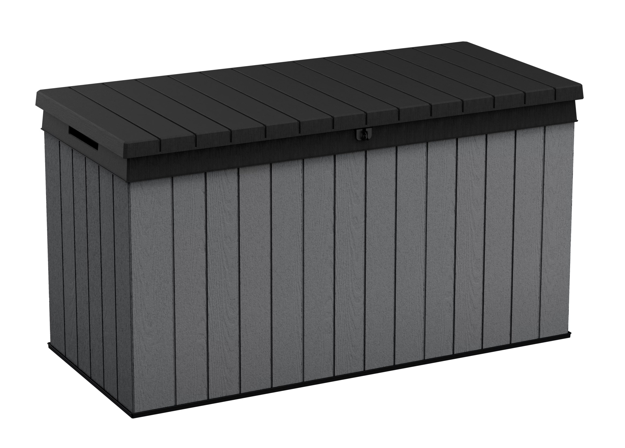 Keter Darwin 100 Gallon Large Resin Deck Box for Patio Outdoor Storage, Grey - Image 3