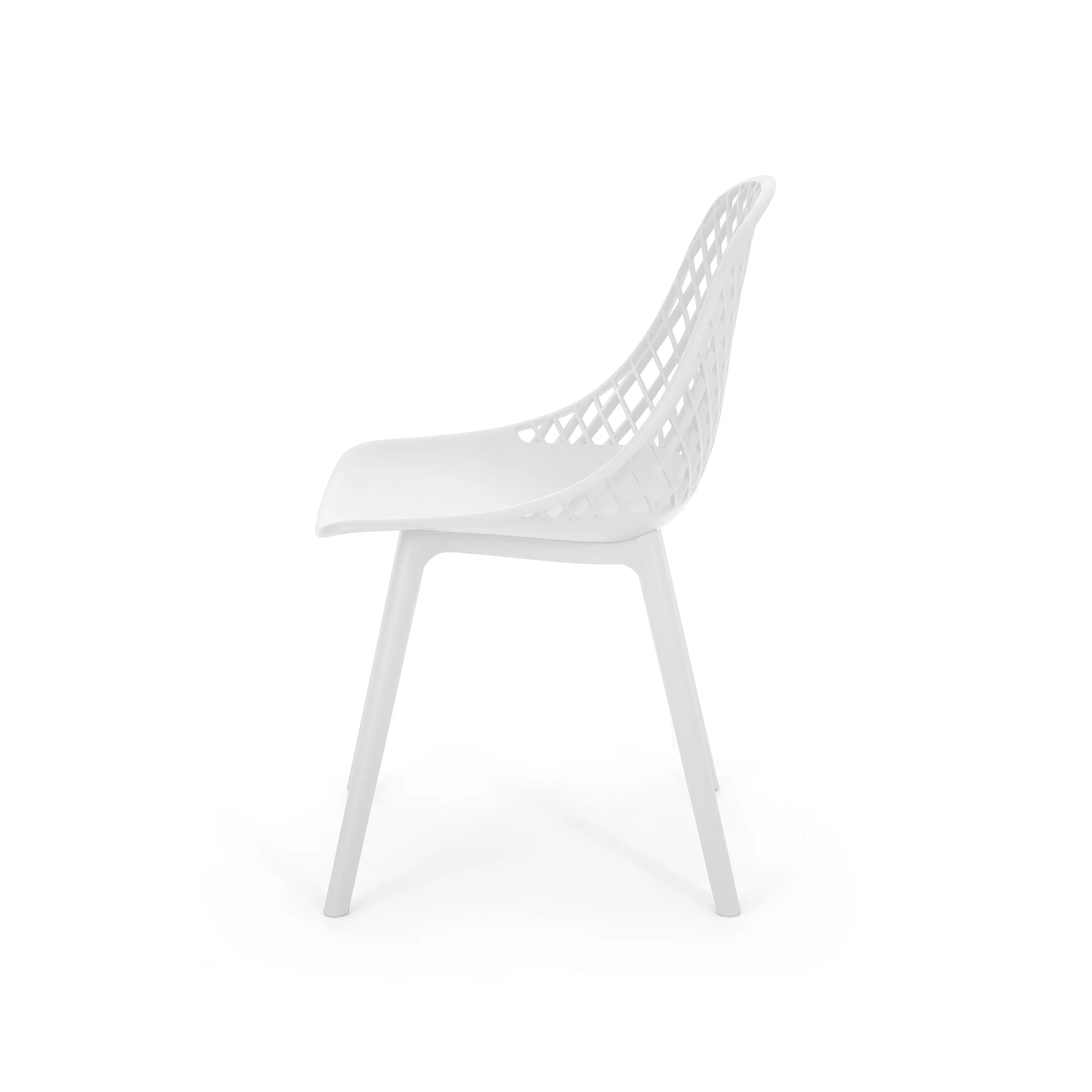 Noble House Lily Plastic Patio Dining Side Chair in White (Set of 4) - Image 6