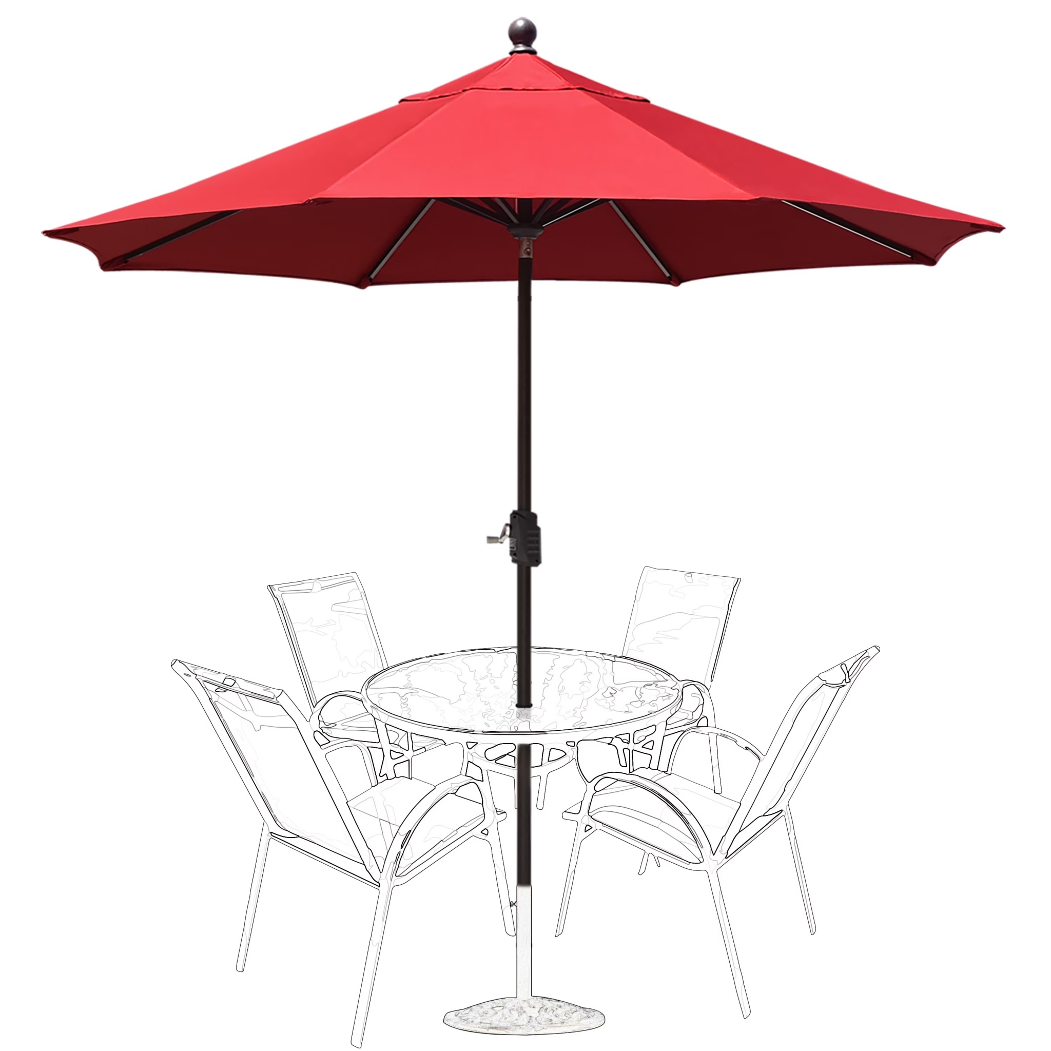 EliteShade 9Ft Market Umbrella Patio Outdoor Table Umbrella-Teal- - Image 12