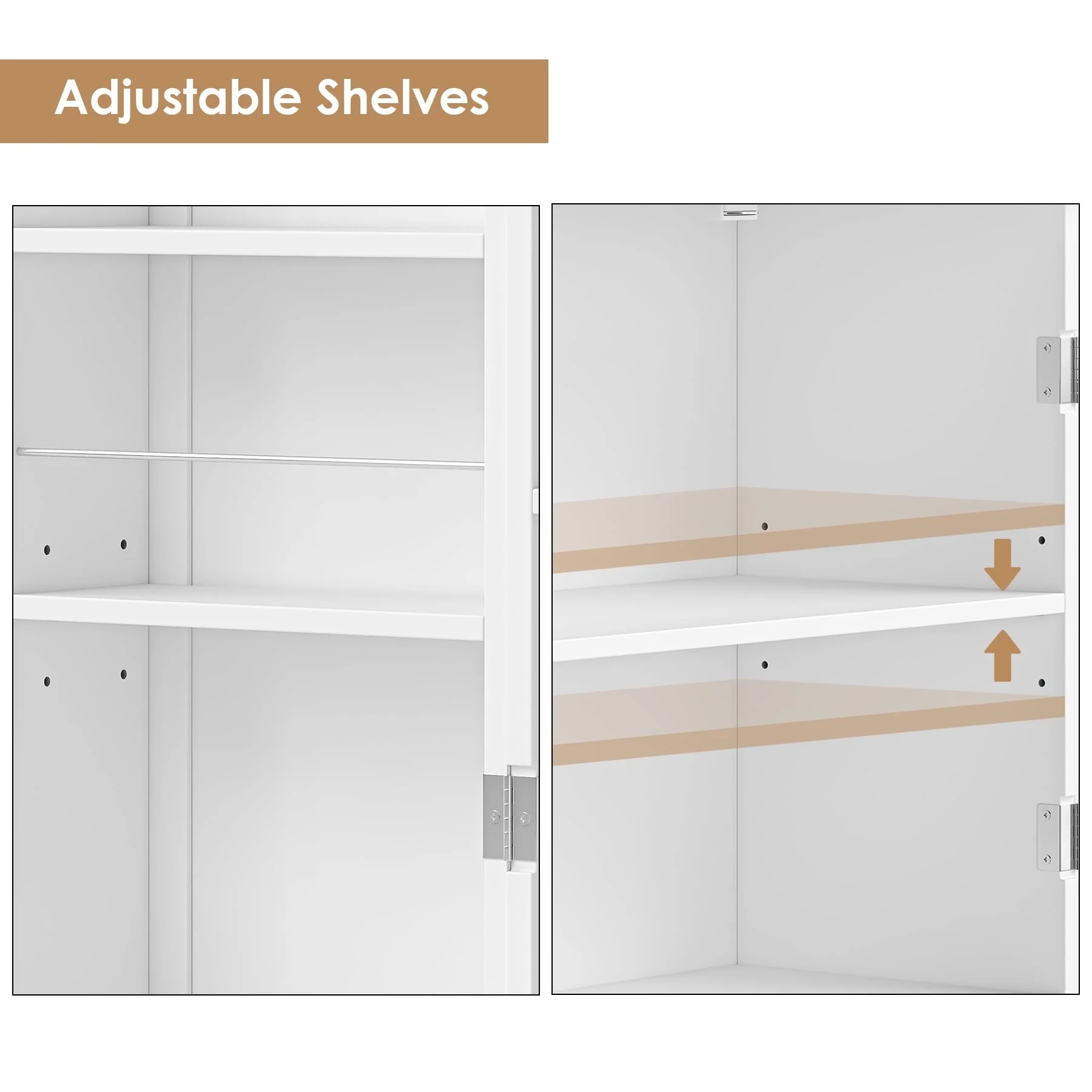Homfa 71'' 4 Doors Kitchen Pantry Cabinet, Tall Pantry Storage Cabinet with Adjustable Shelves, Microwave Cabinet for Dining Room, White - Image 6