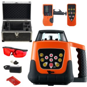 KFFKFF Laser Level, 1650ft Range, 360- Self-Leveling Red Cross Line, Adjustable 5 Speeds & 4 Scan Angles, IP66 Water-Resistant, Remote & Manual Modes, Includes Battery