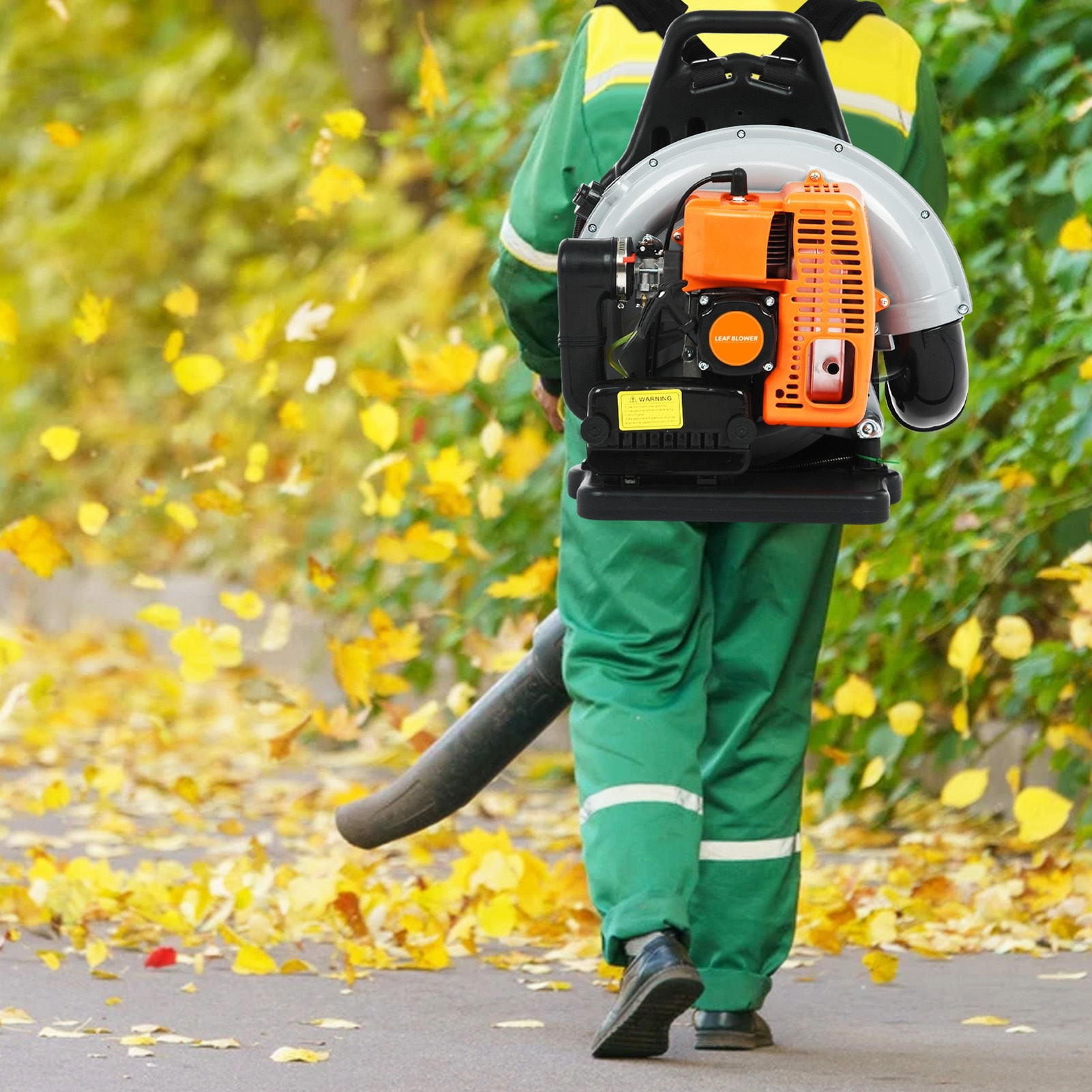 Limorve EB650 Backpack Leaf Blower, 2-Stroke Engine Multi-purpose 63 Cubic Centimeter High Strength Snow Blower for Lawn Care, Patio, Sidewalk,Snow Blowing-Orange - Image 5