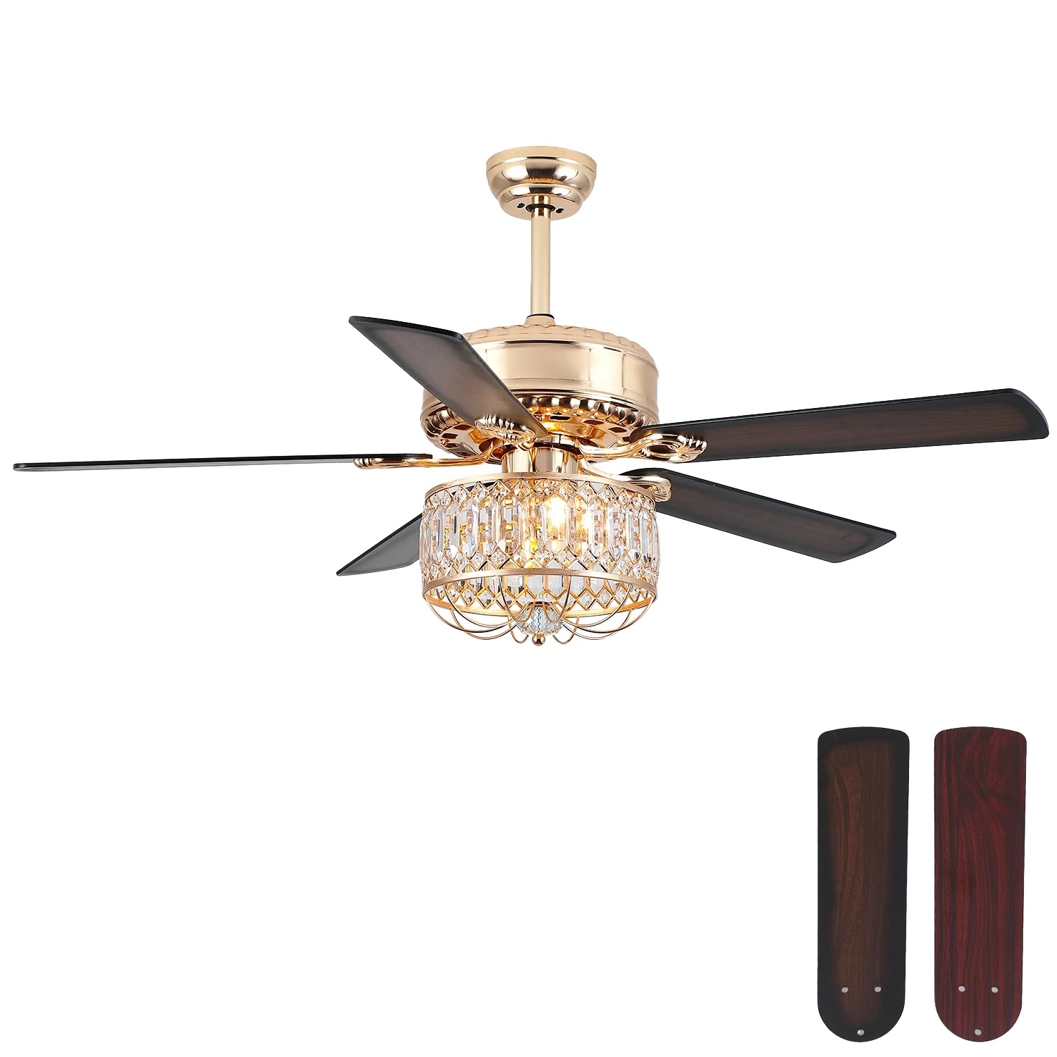 Kviflon 52" Farmhouse Ceiling Fan with Lights & Remote, Crystal Chandelier, Wood Blades, Quiet Motor, 6-Speed, Timer, Modern Lighting for Living Room, Bedroom, Dining Room, Chrome Finish - Image 29
