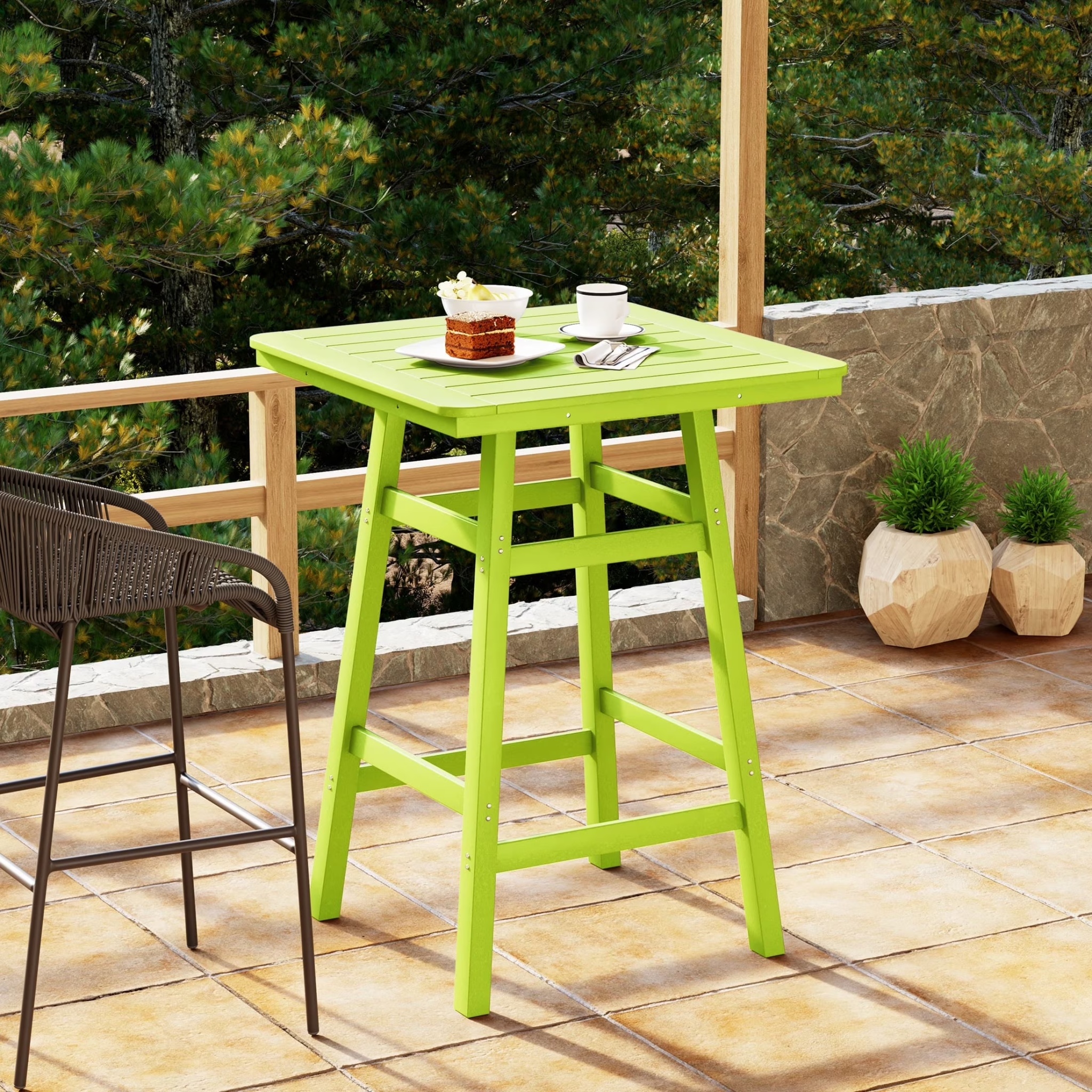 WestinTrends Outdoor 37" Counter Height HDPE Patio Square Bar Table, Dark Brown - Image 27