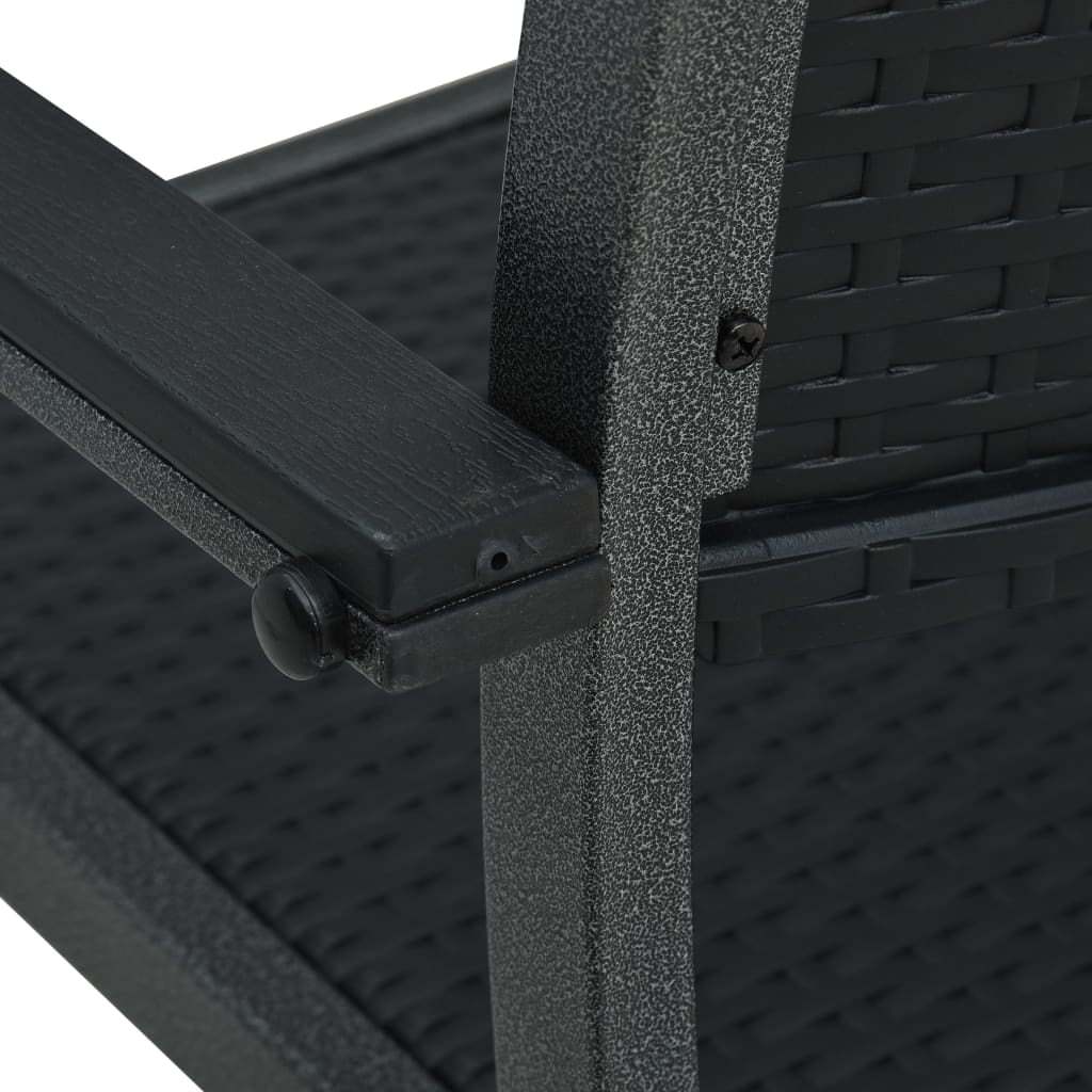 vidaXL Patio Chairs Dining Chair for Deck Porch Black Plastic Rattan Look - Image 7