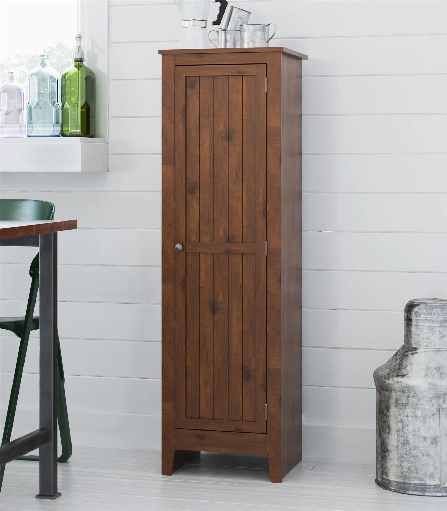 Ameriwood Home Milford Single Door Storage Pantry Cabinet, Old Fashioned Pine