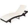 Costway Patio Rattan Folding Lounge Chair Chaise Adjustable W/Turquoise Cushion - Image 4
