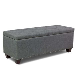 Magshion Rectangular Storage Ottoman Bench Tufted Footrest Lift Top Pouffe Ottoman, Coffee Table, Seat, Foot Rest, and more 42'', Linen Grey