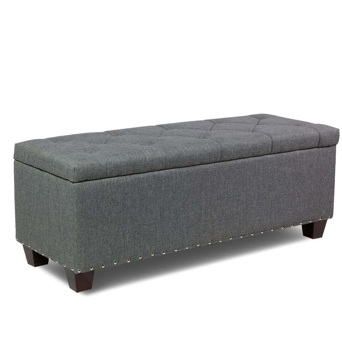 Magshion Rectangular Storage Ottoman Bench Tufted Footrest Lift Top Pouffe Ottoman, Coffee Table, Seat, Foot Rest, and more 42'', Linen Grey