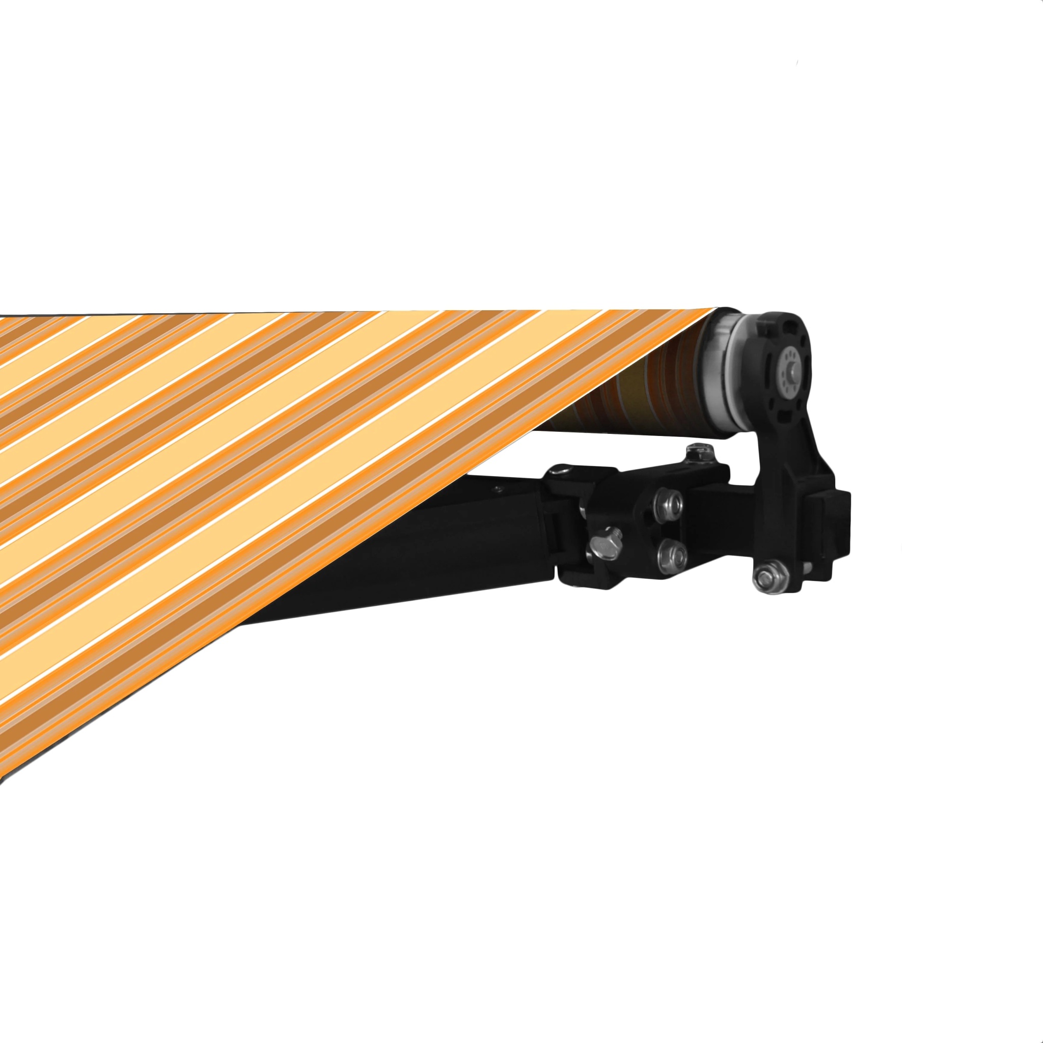 ALEKO 16' x 10' Retractable Motorized Black Frame Patio Awning, Multi Striped Yellow Color - Image 11