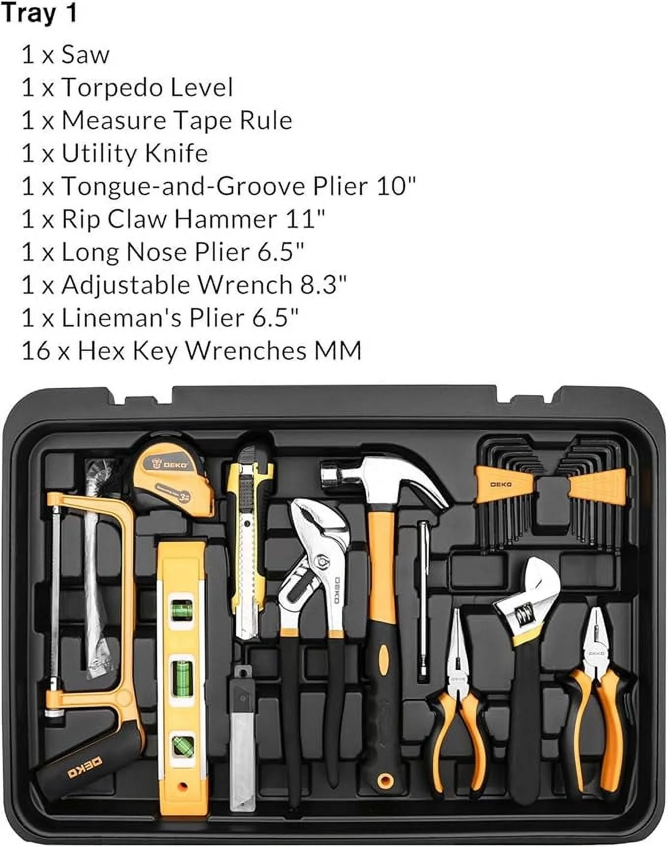 DEKOPRO 258 Piece Tool Kit with Rolling Tool Box Socket Wrench Hand Tool Set Mechanic Case Trolley Portable - Image 4