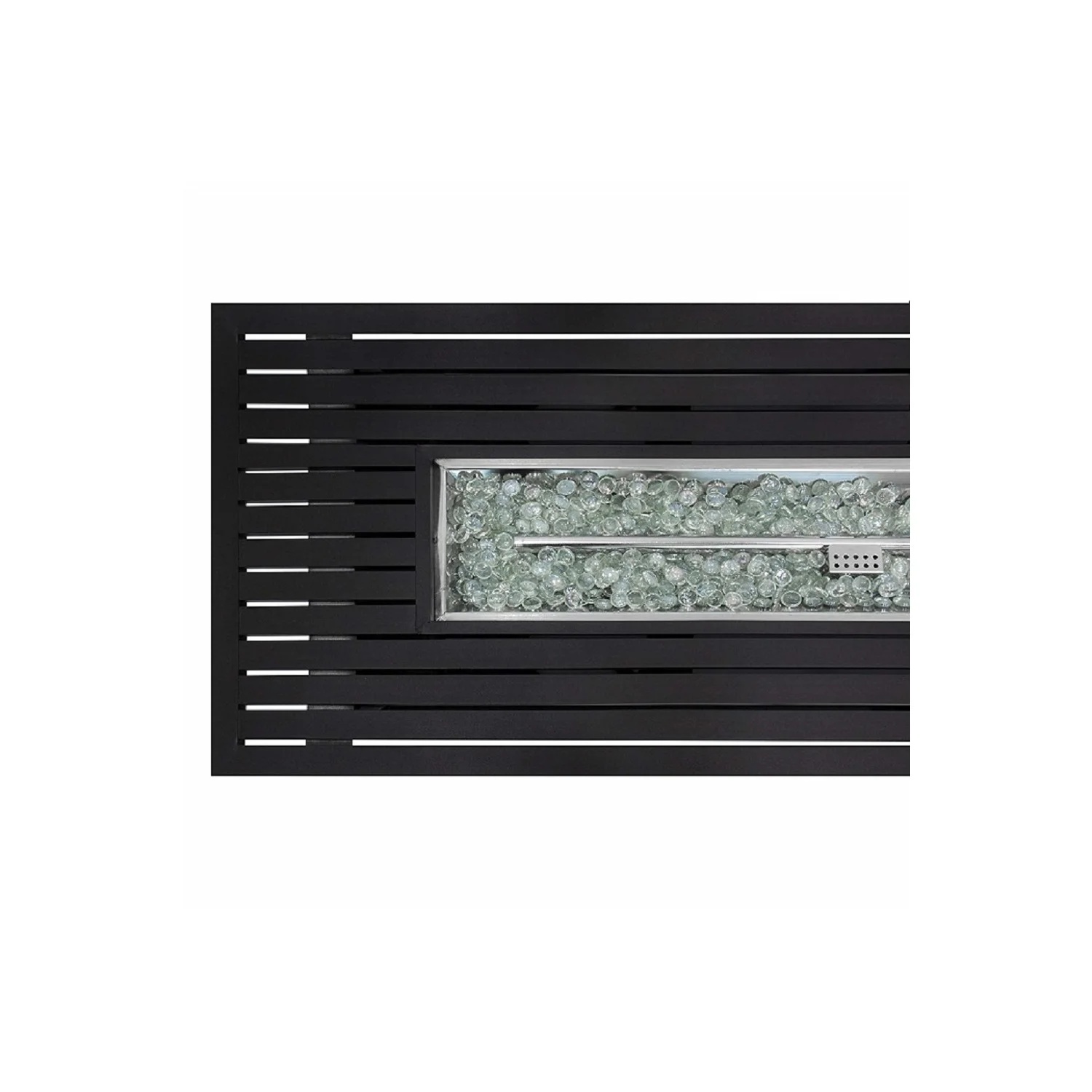 Hiland AZ Patio Heaters Outdoor Rectangle Fire Pit in Black Mocha with Wind Screen - Image 4