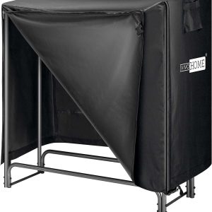 VIVOHOME 4ft Heavy Duty Indoor Outdoor Firewood Storage Log Rack with Cover Combo Set Black
