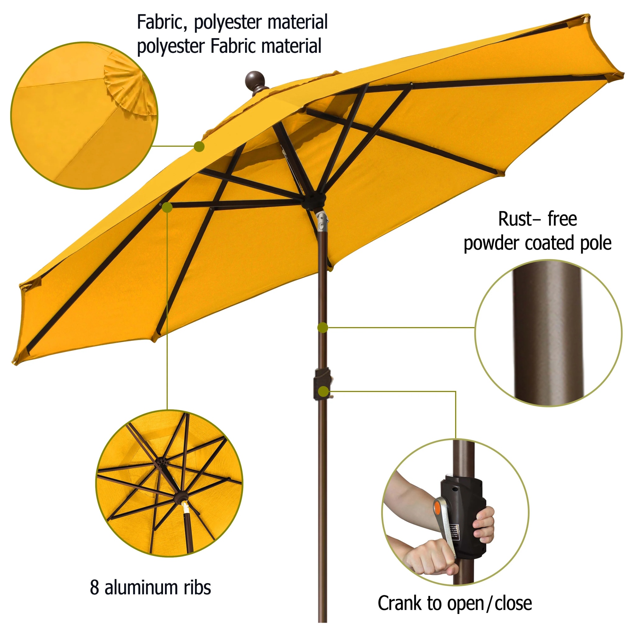 EliteShade 9Ft Market Umbrella Patio Outdoor Table Umbrella-Teal- - Image 27