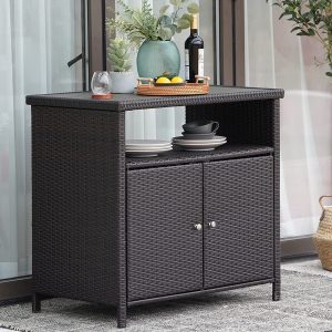 Grand Patio Dylan Outdoor Wicker 2-Door Storage Cabinet, Brown