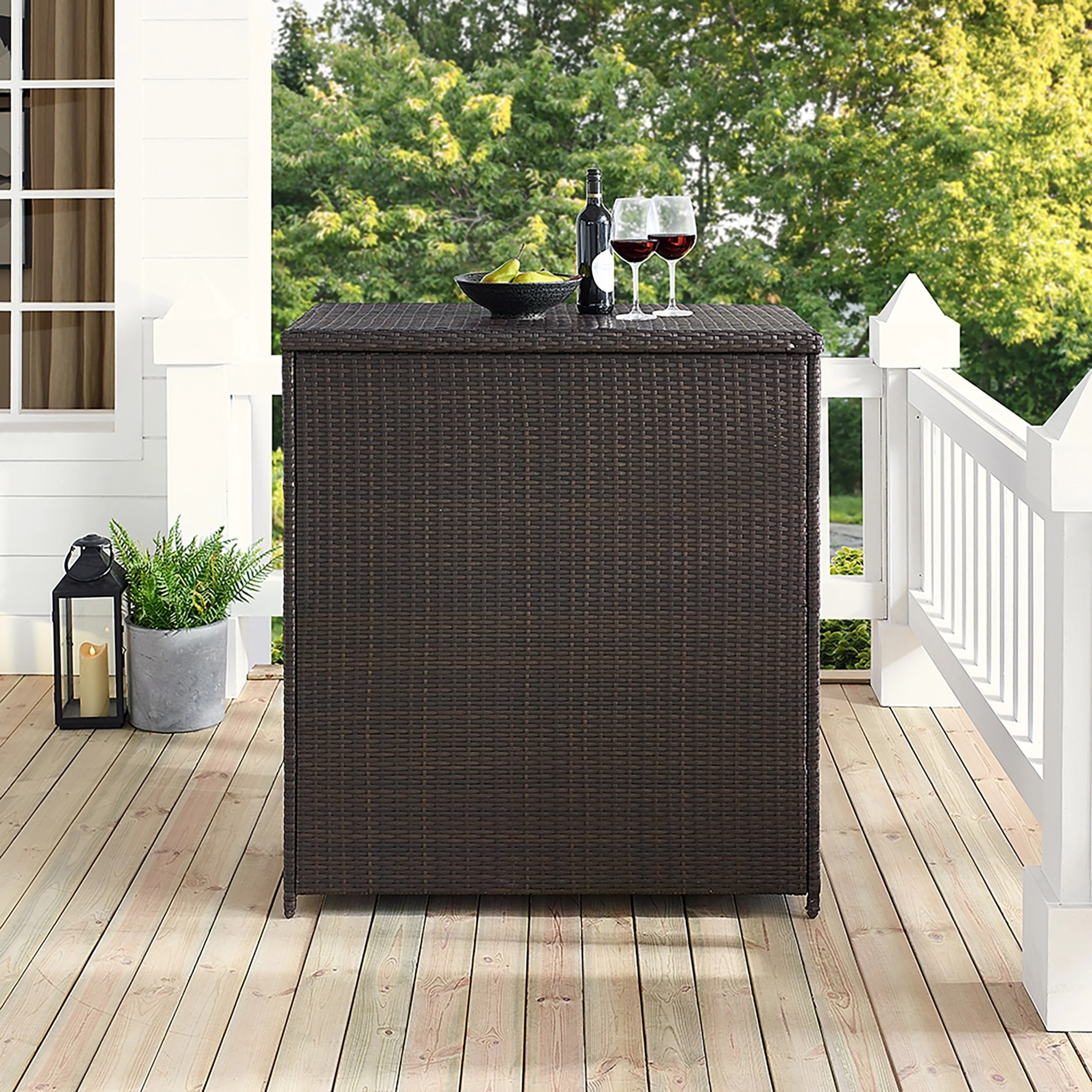 Crosley Palm Harbor Wicker / Rattan Patio Bar in Brown - Image 4
