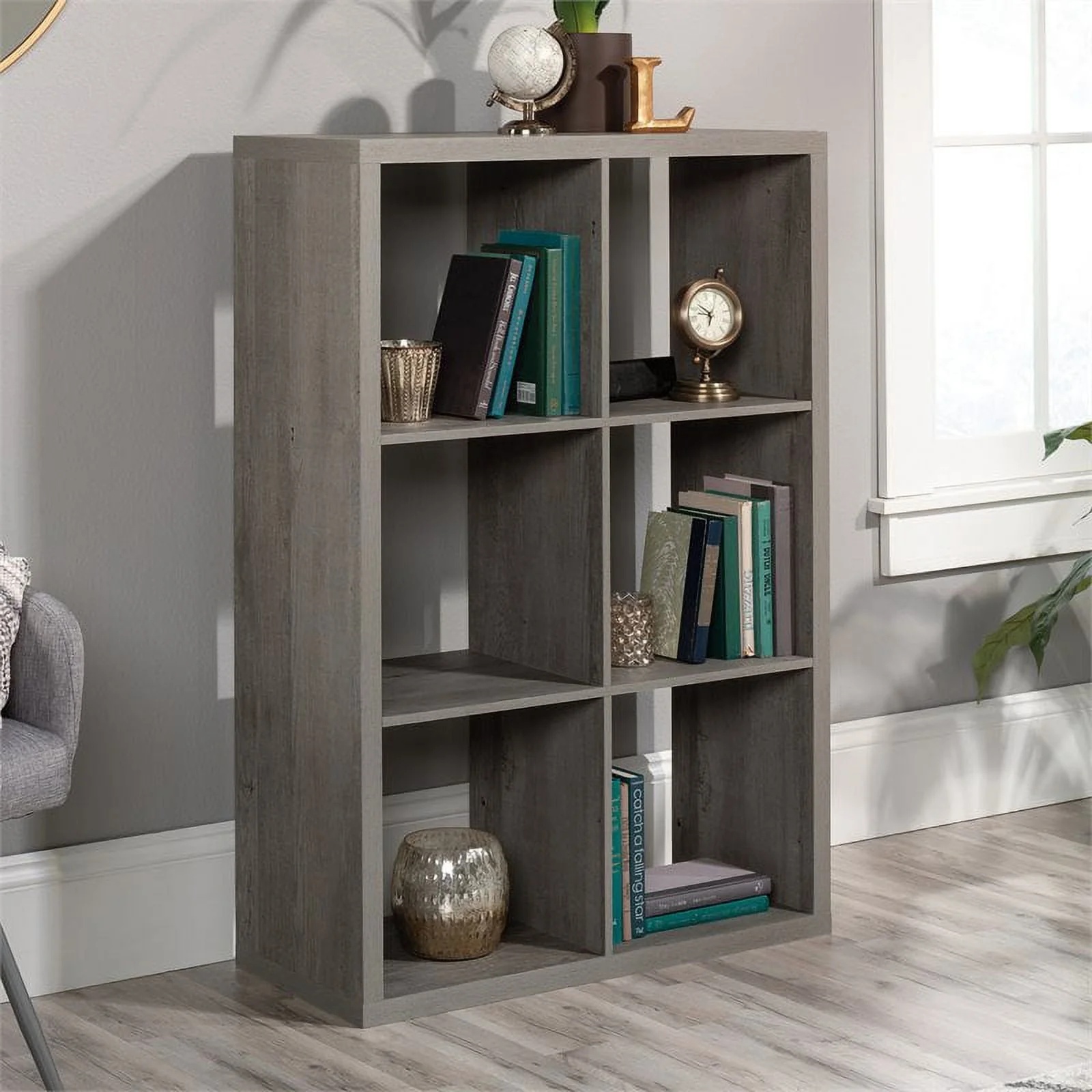 Sauder 6-Cube Organizer Storage Bookcase Mystic Oak, Mystic Oak Finish - Image 13