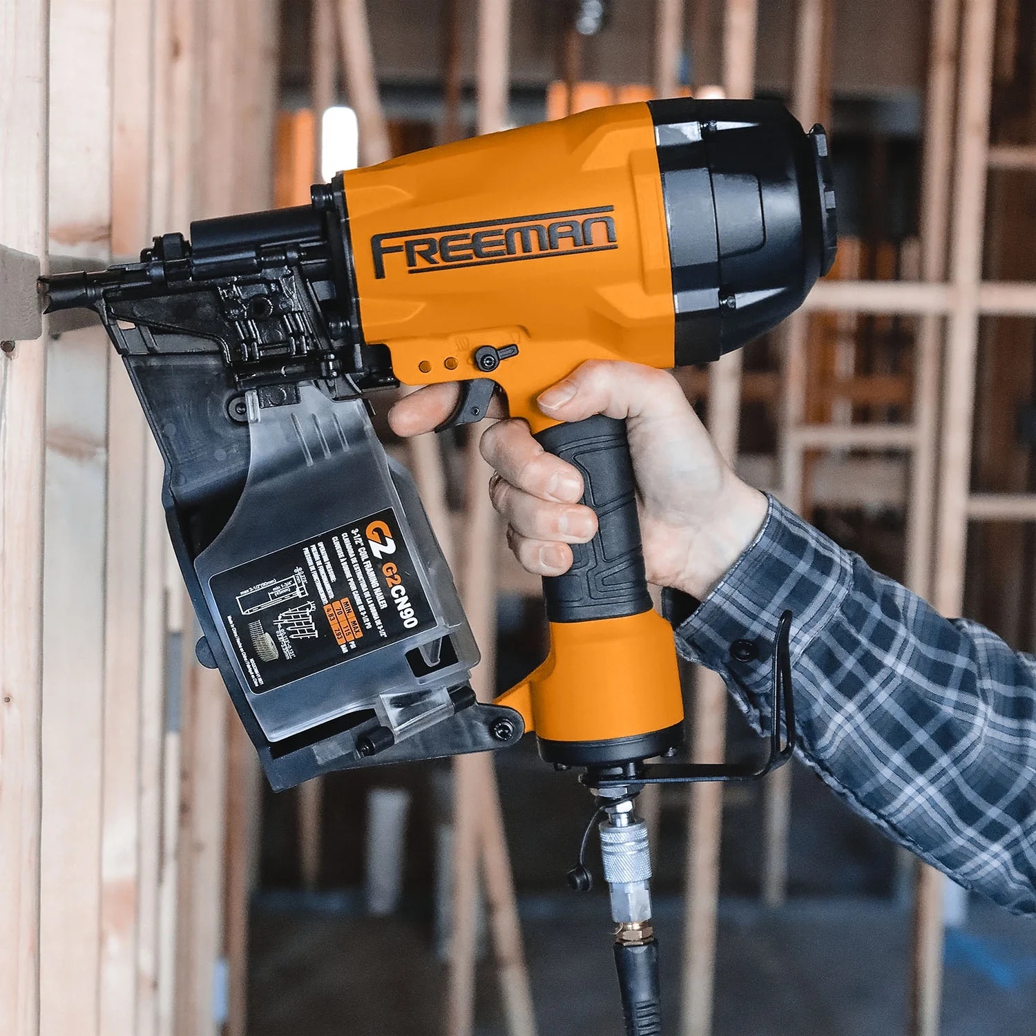 Freeman G2CN90 2nd Generation Pneumatic 15 Degree 3-1/2" Coil Framing Nailer with Adjustable Metal Belt Hook and 1/4" NPT Air Connector - Image 6