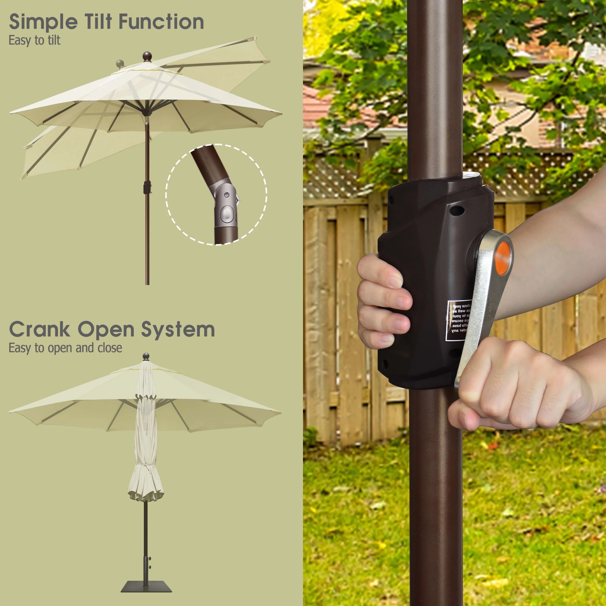 EliteShade 9Ft Market Umbrella Patio Outdoor Table Umbrella-Teal- - Image 38
