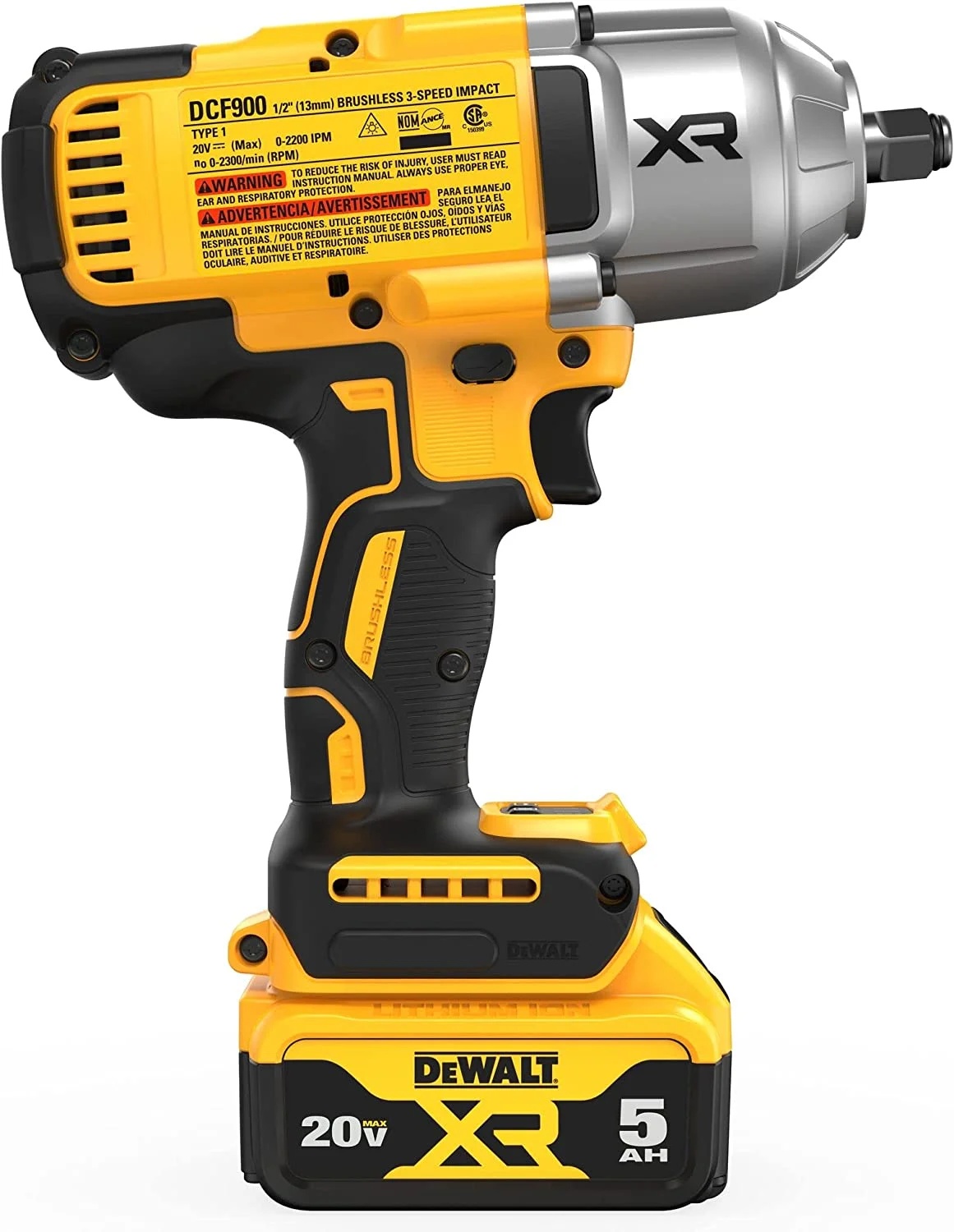 DEWALT 20V MAX XR 1/2" High Torque Impact Wrench with Hog Ring Anvil Kit (DCF900P1) - Image 4