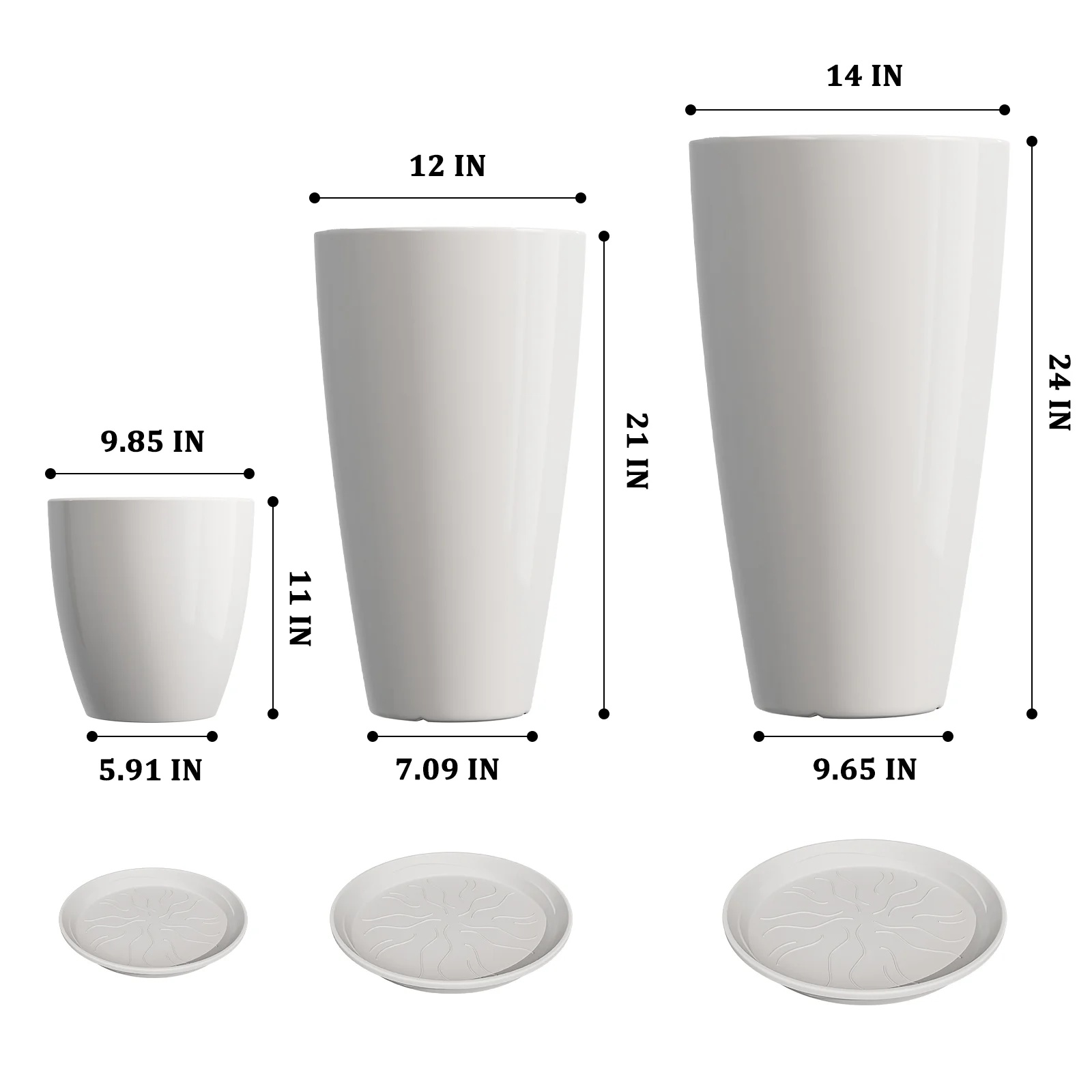 24,21,10 inch Large Planter for Indoor & Outdoor Plants, Set of 3, Sturdy Plant Flower Pots Modern Decor for Front Porch Patio,Blue - Image 12