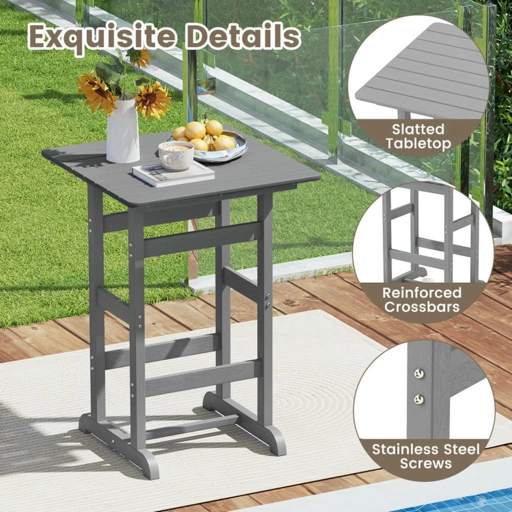 GVN Outdoor Eating Tables,Patio Table,30 Inch Square Bar Table Dining Table with Slatted Tabletop for Poolside-Navy - Image 11
