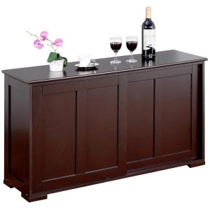 Giantex Kitchen Cabinet, Storage Sideboard, Stackable Buffet Cabinet w/Antique Look, 2 Sliding Door, Bar Cabinet for Kitchen, Dining Room (Brown)
