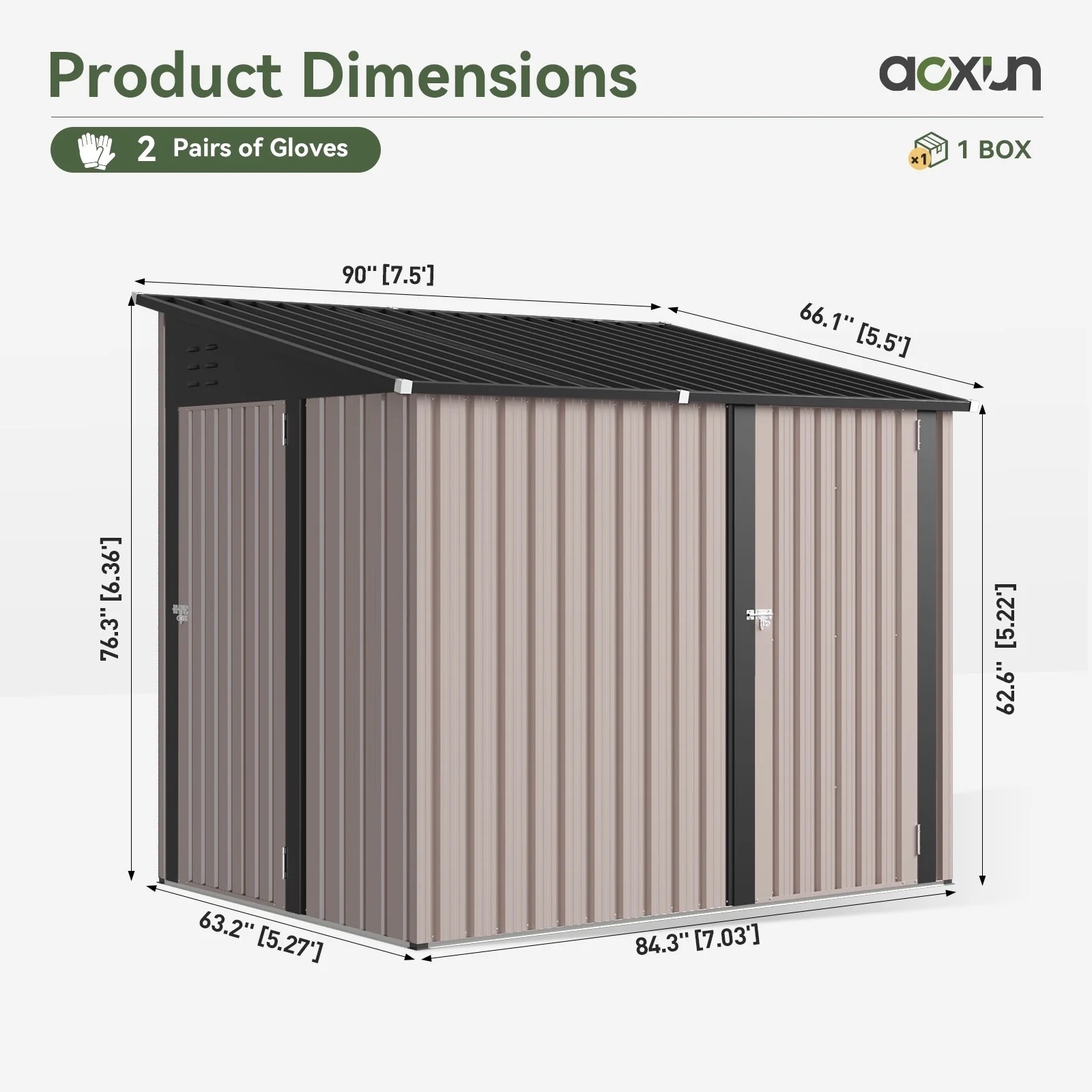 Aoxun 6' x 4' Storage Shed Lean to Storage Shed, Outdoor Metal Wall Side Storage Sheds, Outdoor Storage Cabinet for Patio, Garden, Lawn (Brown) - Image 20