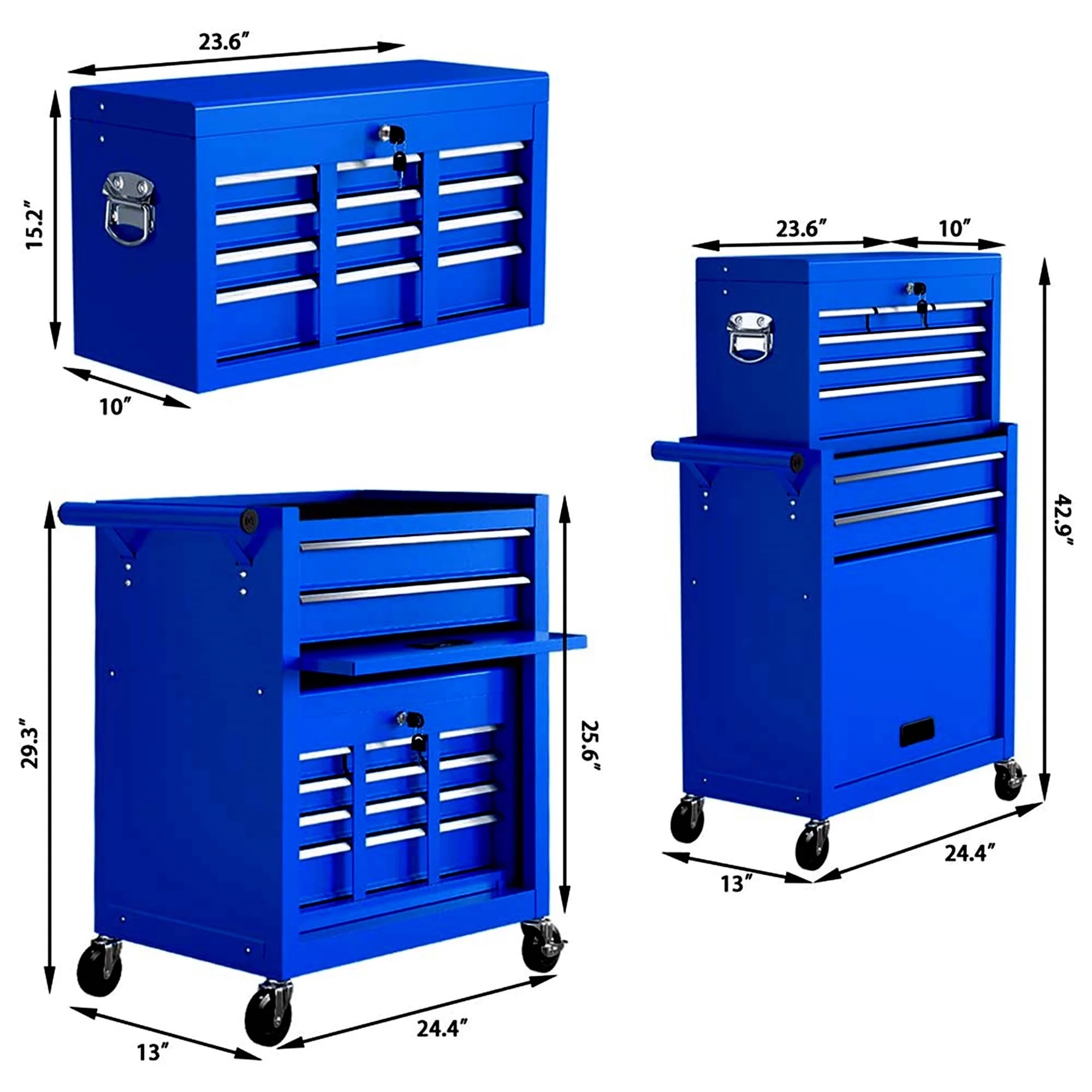 Aukfa Tool Box, 2 in 1 Steel Rolling Tool Chest & Cabinet on Wheels for Garage, 8-Drawers, Black - Image 29