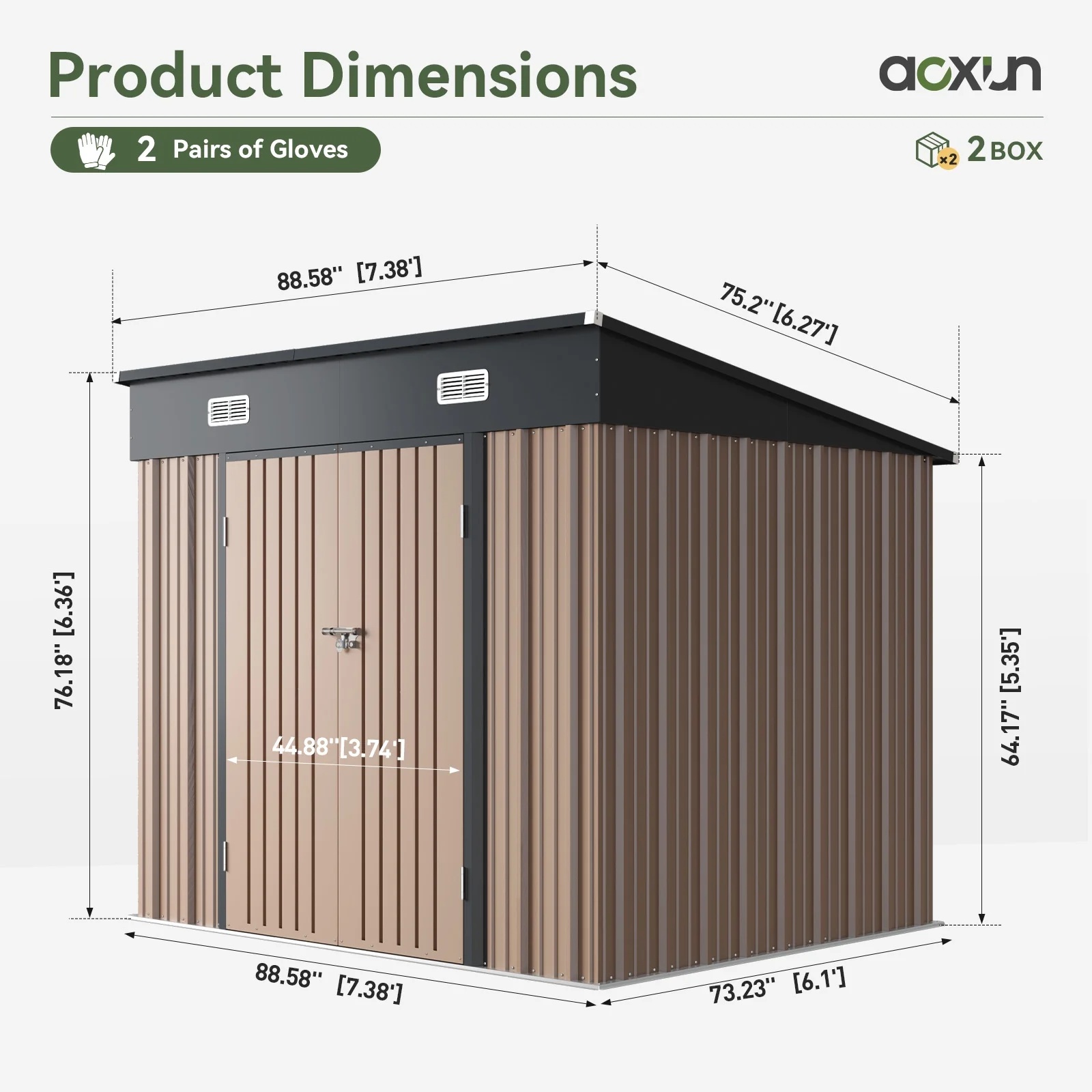 Aoxun 6' x 4' Storage Shed Lean to Storage Shed, Outdoor Metal Wall Side Storage Sheds, Outdoor Storage Cabinet for Patio, Garden, Lawn (Brown) - Image 46