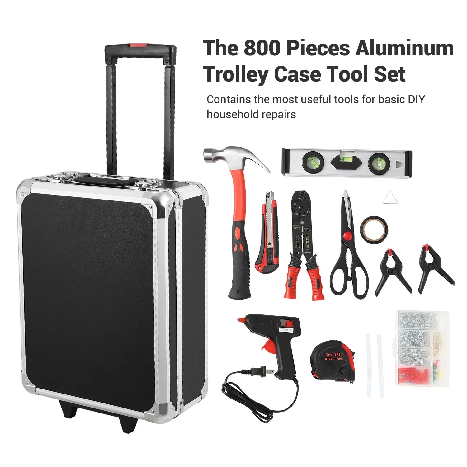 800 Piece Tool Sets for Men, Tool Box with Tools, Tool Kit with Rolling Tool Box, Complete Tool Box Set, Household Tool Set, Aluminum Trolley Case Tool Sets, Gift on Father's Day - Image 2