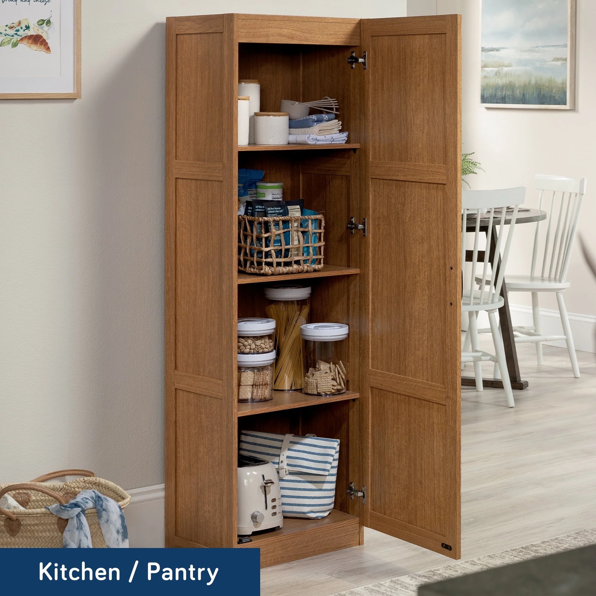 Sauder Storage Cabinet, Highland Oak Finish - Image 2
