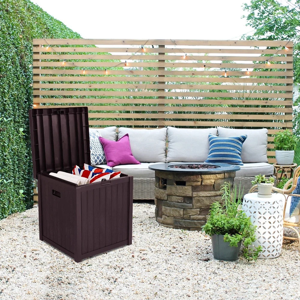 Patio Storage Box Waterproof, enyopro Outdoor PP Storage Patio Furniture Container, 51 Gallon Garden Storage Box with Seat for Backyard Pool Deck, 22" x 22" x 24.5", Brown, JA3239 - Image 9