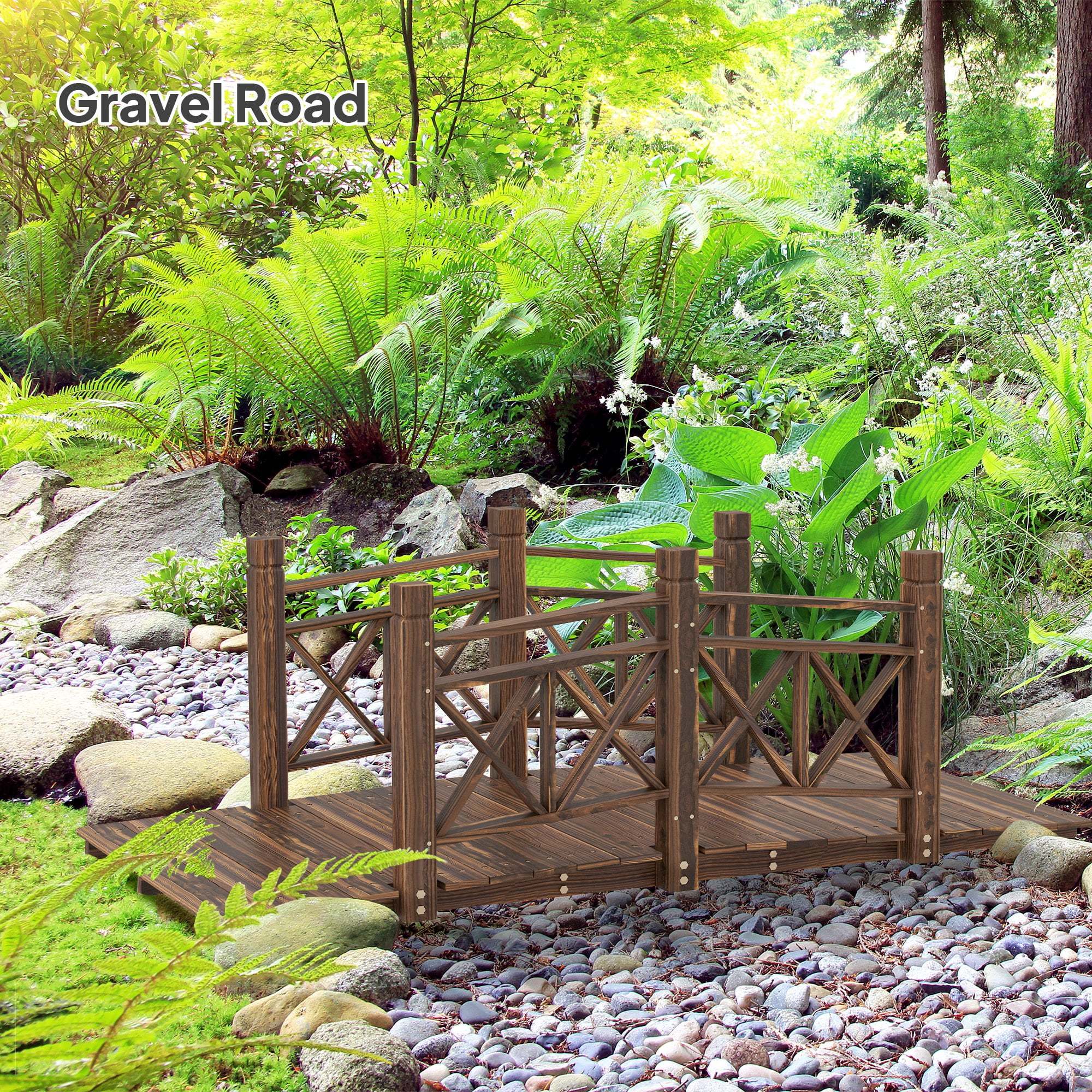 4.7ft Garden Bridge Arc Wood Footbridge Decorative Pond Bridge - Image 8