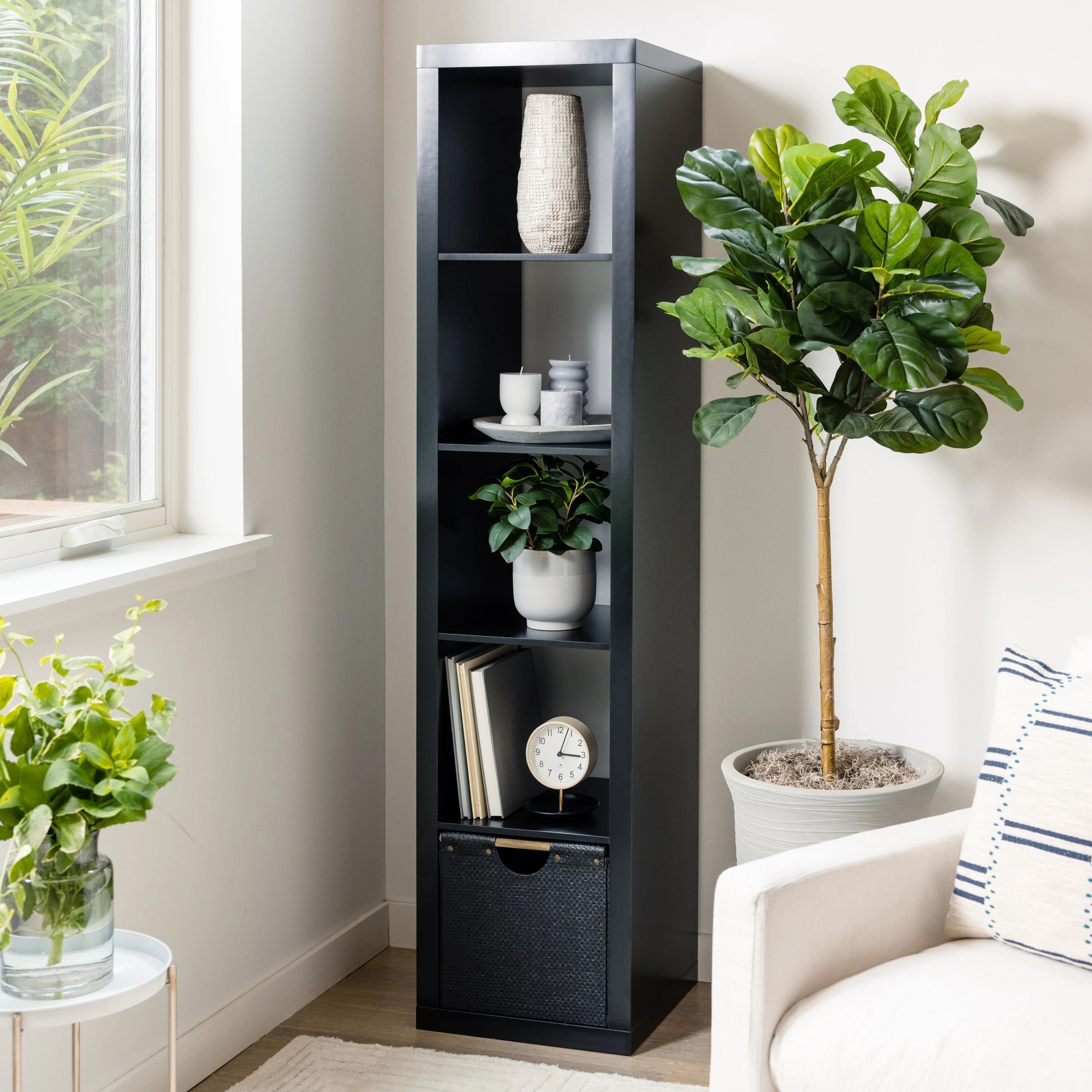 Better Homes & Gardens 5-Cube Vertical Storage Organizer, Solid Black - Image 3