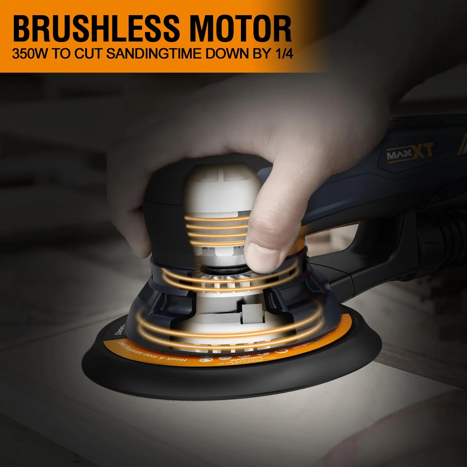 Electric 5mm Random Orbital Sander with Tool Case, Variable Speed Palm Sander with Brushless Motor, 5&6Inch Sanding Pads, Sanders for Woodworking, Primary Wood and Panel Processing - Image 5