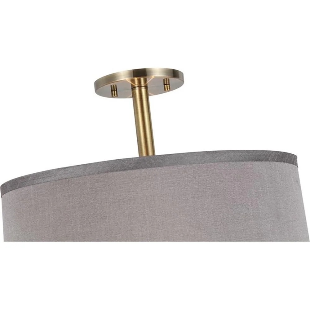 Woodbridge Lighting Drum 3-Light Fabric LED Semi-Flush Mount in Nickel/Gray - Image 12