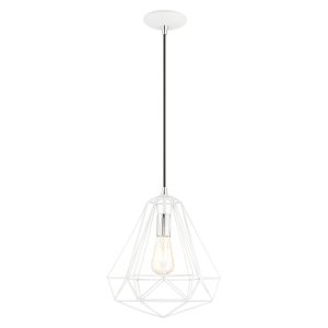 41324-69-Livex Lighting-Knox - 1 Light Pendant In Geometric Style-18 Inches Tall and 12.25 Inches Wide-Shiny White Finish    -Traditional Installation