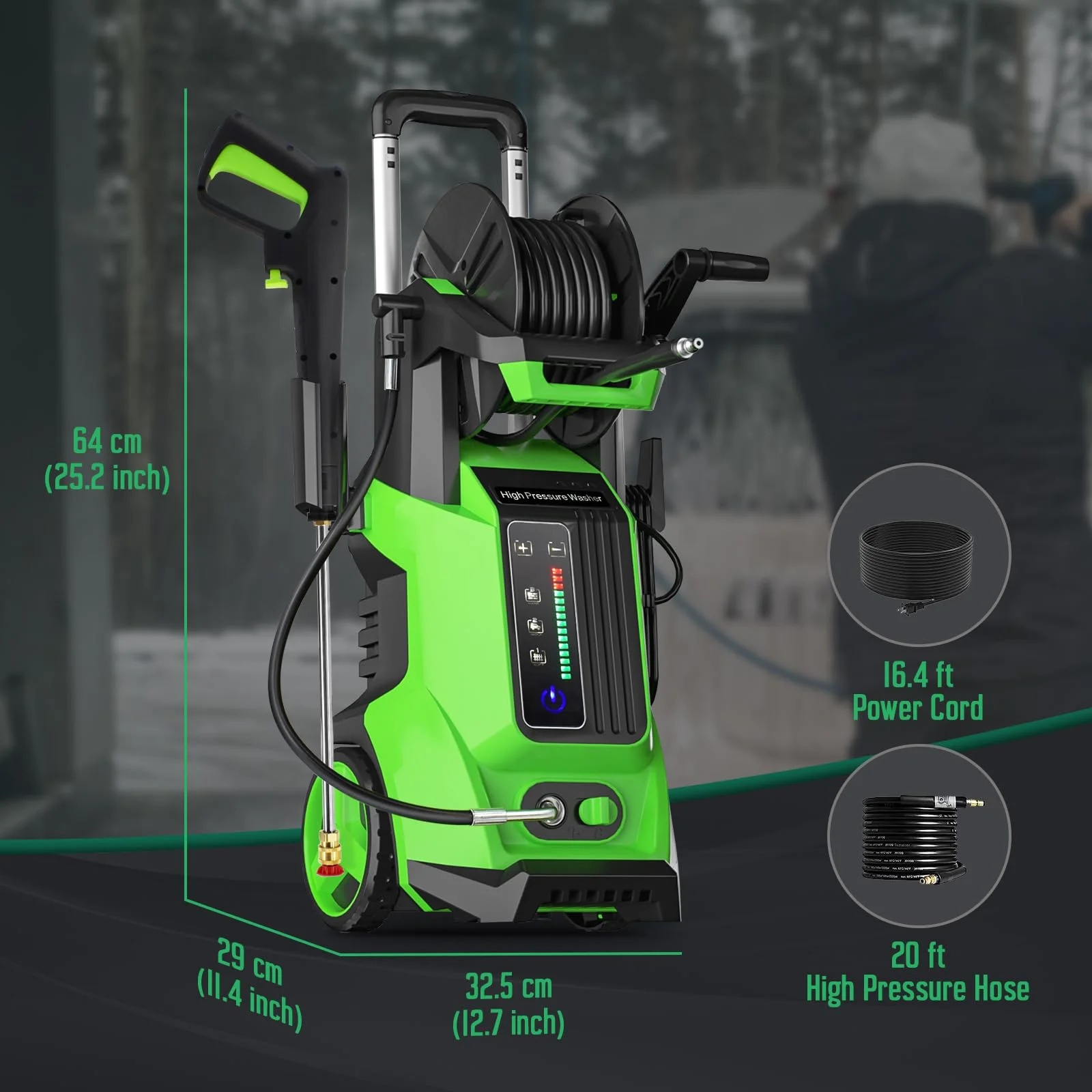 Electric Pressure Washer 5000PSI-Max 3.2GPM Electric Power Washer with Touch Screen 3 Levels of Adjustment Effortlessly Car Water Washer for Home Patio - Image 4