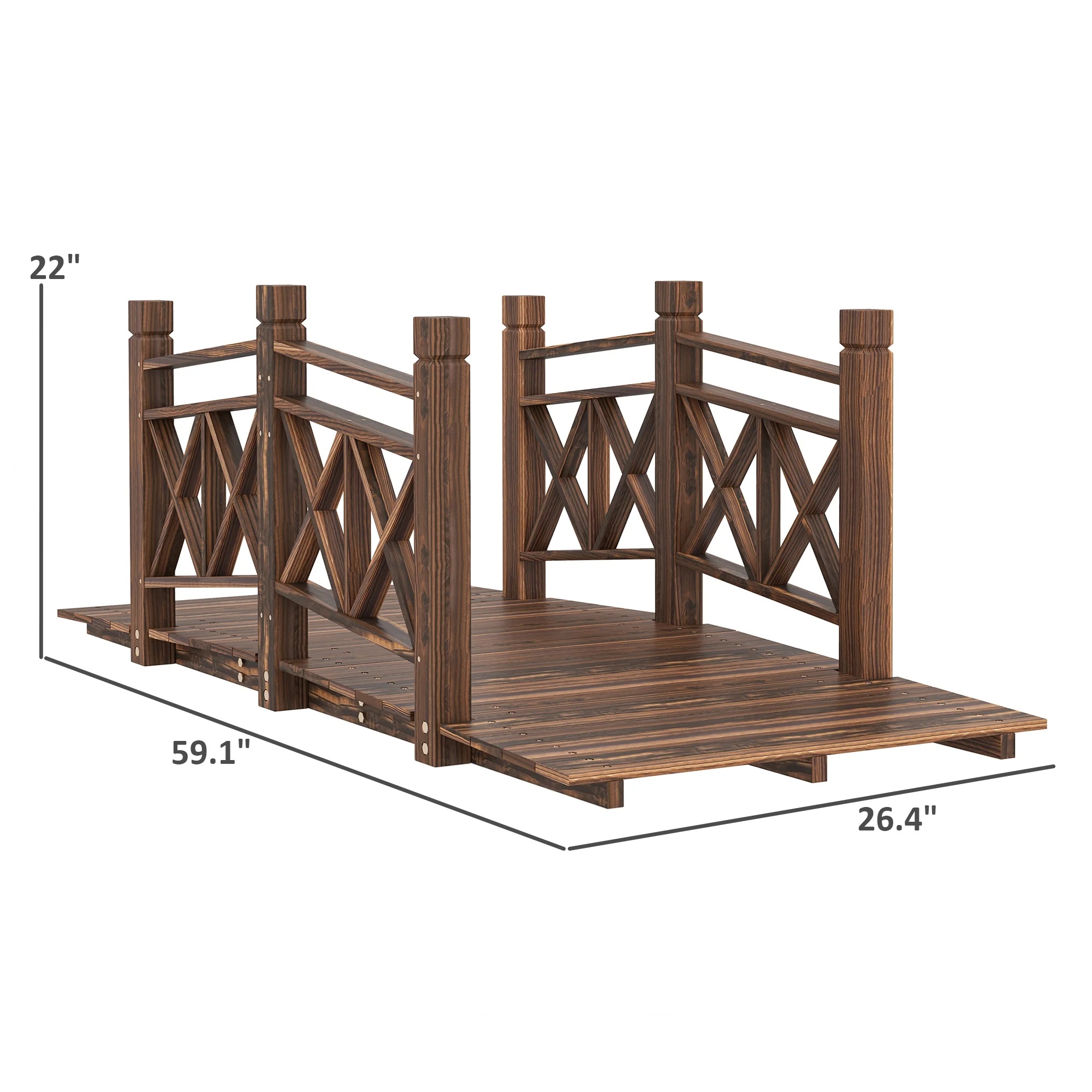 4.7ft Garden Bridge Arc Wood Footbridge Decorative Pond Bridge - Image 6