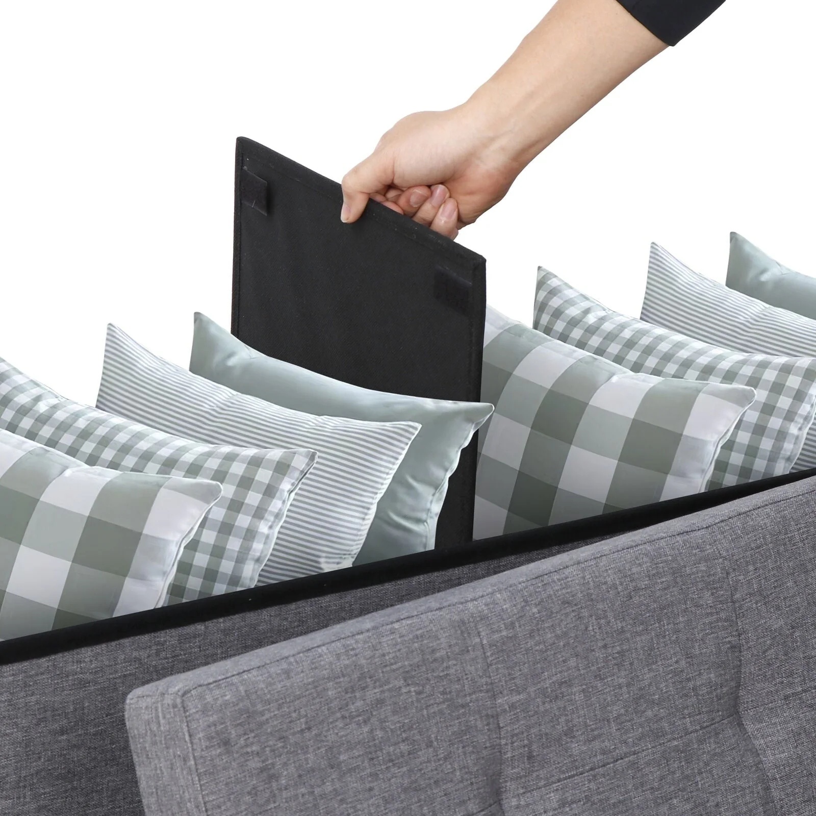 ZENSTYLE Storage Ottoman Bench Folding Chest Foot Rest Stool, Gray - Image 3