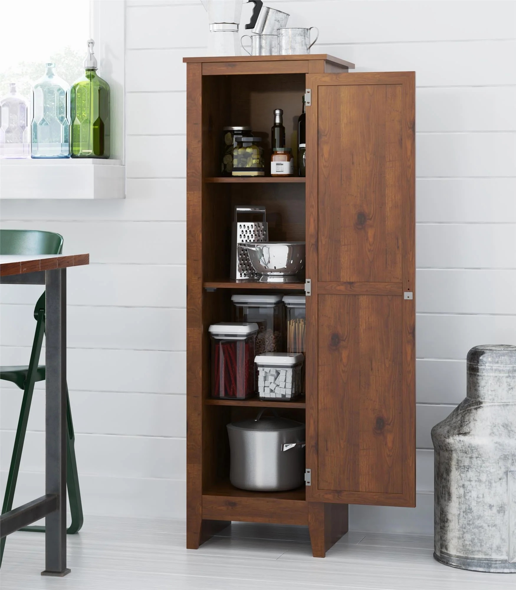 Ameriwood Home Milford Single Door Storage Pantry Cabinet, Old Fashioned Pine - Image 2