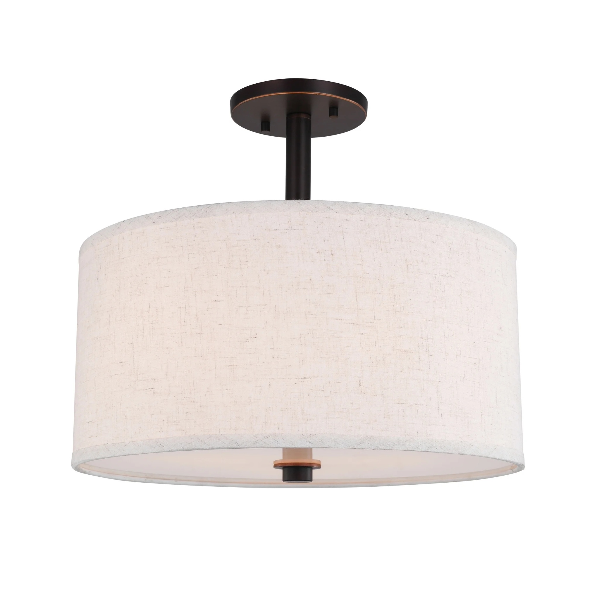Woodbridge Lighting Drum 3-Light Fabric LED Semi-Flush Mount in Nickel/Gray - Image 8