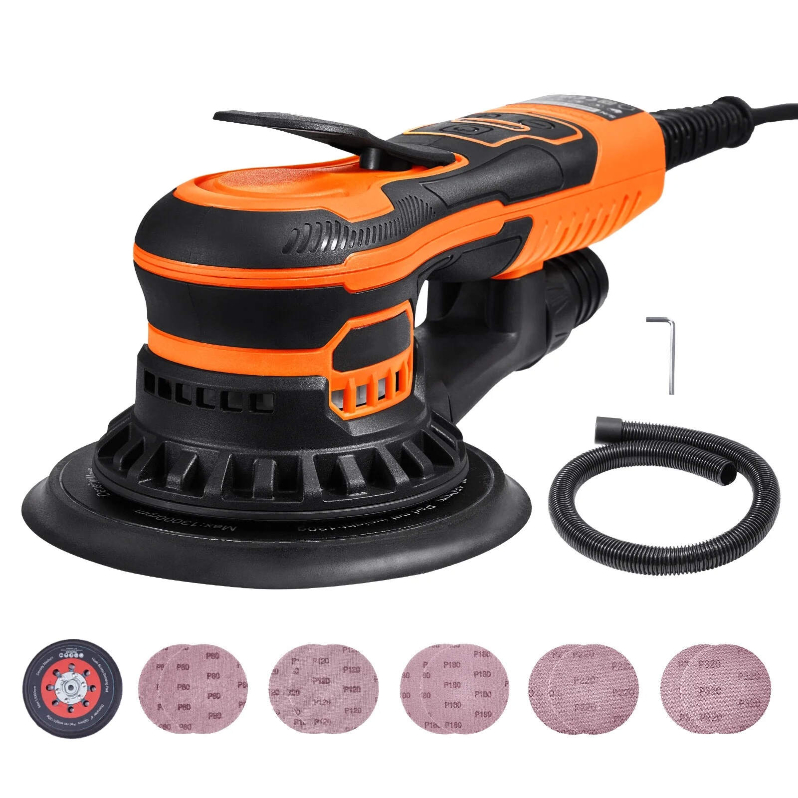 Random Orbital Sander 6'' Palm Sander 10000 PRM 10 PCS Sandpapers 6 Speeds - Image 12