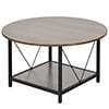 Dextrus Round Coffee Table with Storage, Rustic Living Room Tables with Sturdy Metal Legs, OAK - Image 4