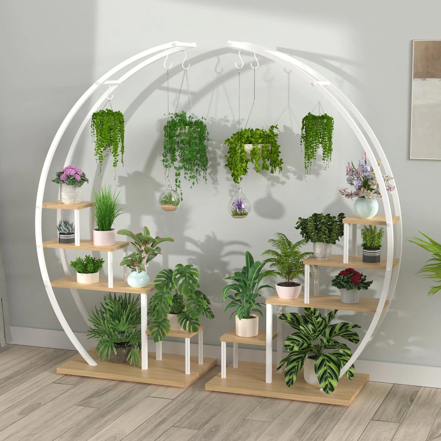 5 Tier Metal Plant Stand Indoor Curved Circular Display Book Shelf Storage - Image 12